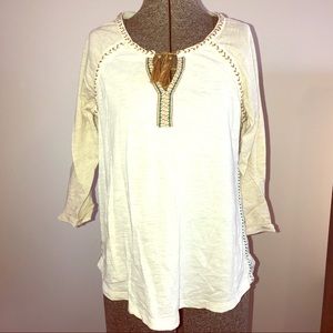 Lucky brand boho raglan cotton 3/4 tee